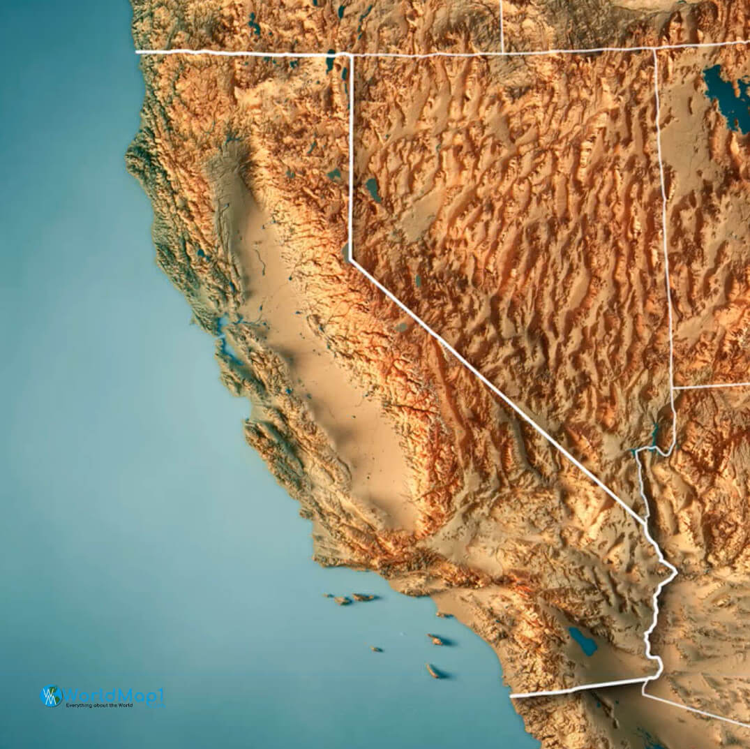 Carte d'altitude de la Californie